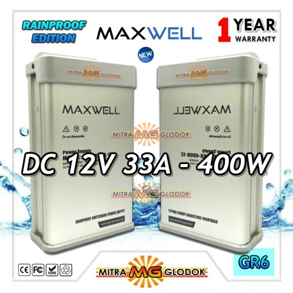 Power Supply Trafo Maxwell DC 12V 33.3A | 400W (Super Quality) - Rainproof